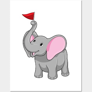 Elephant with Flag Posters and Art